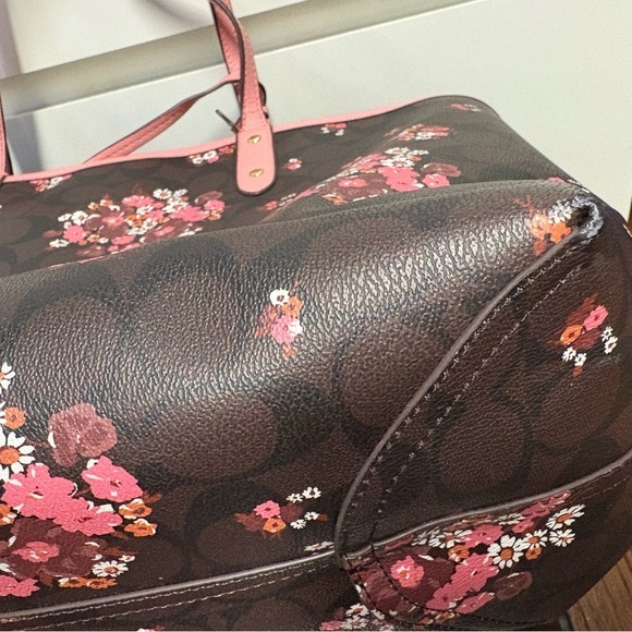 Coach Floral Pink and Brown Reversible Tote Bag - Picture 10 of 16